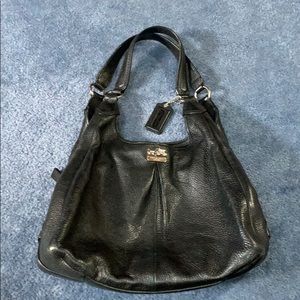 Coach black leather handbag.